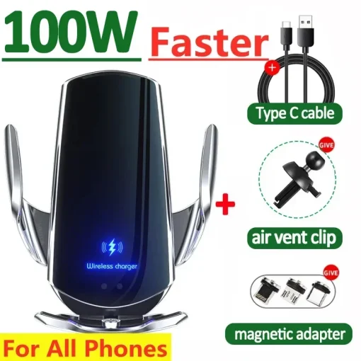 Carregador Sem Fio Magnético 100W para Carro