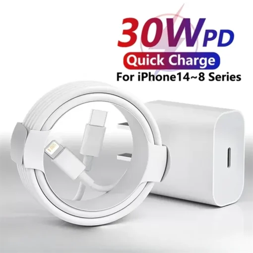 Carregador USB C rápido de 30W PD para iPhone