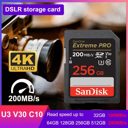 Cartão SD SanDisk Extreme PRO 100-200 MBs U3 V30