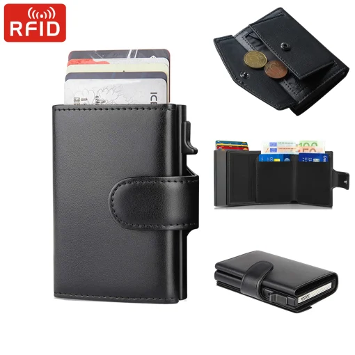 Carteira Trifold Masculina em Couro Microfibra RFID