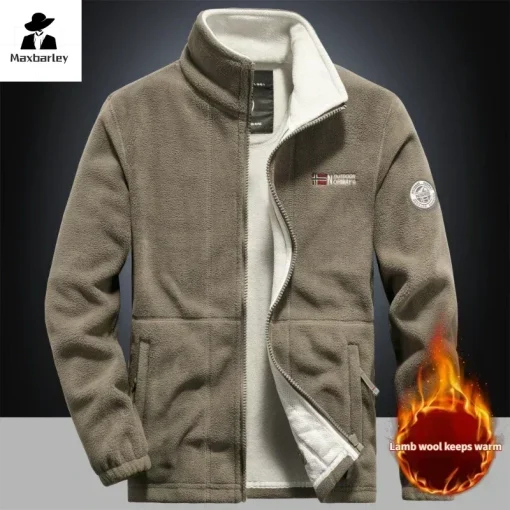 Casaco de Lã Fleece de Inverno Homens Duplo