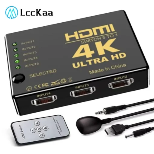 Chave HDMI 5x1, 4K, 5 Entradas