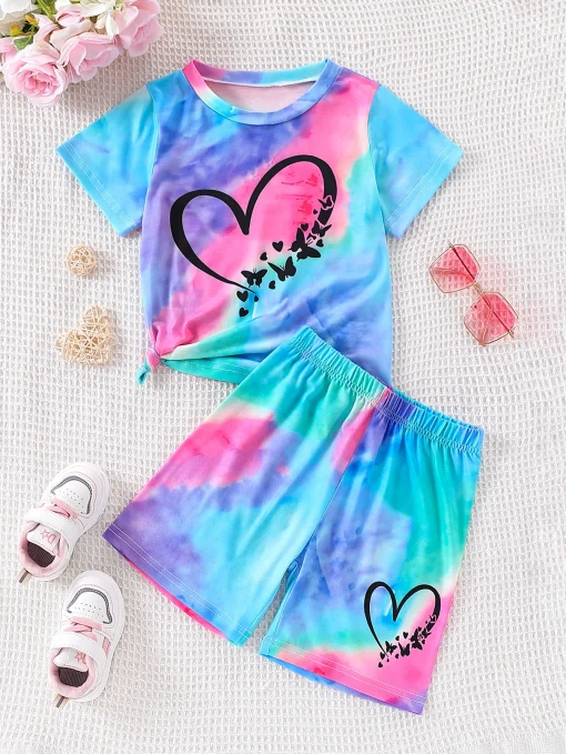 Conjunto 2 pçs shorts verão meninas