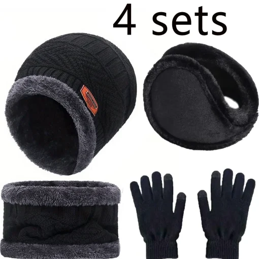 Conjunto 4 peças quente de veludo de inverno