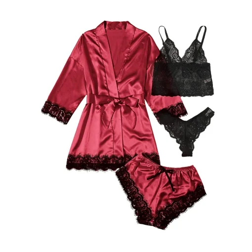 Conjunto Feminino de Pijama Confortável com Renda