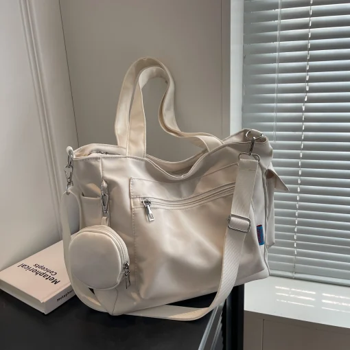 Conjunto com duas peças com design multibolso, bolsa feminina, bolsa de deslocamento para estudantes universitários, adequada para trabalhodeslocamentocompras