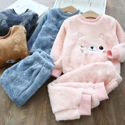 Conjunto de Pijama Infantil Urso Tops + Calças