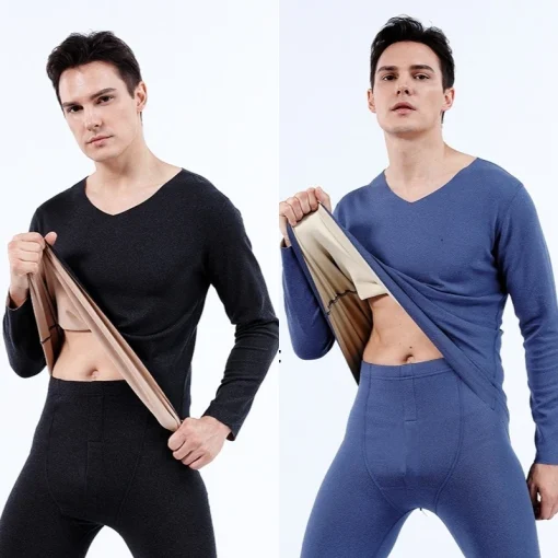 Conjunto de cueca térmica não marcante de aquecimento de dupla face masculina Tamanho grande Roupa de outono e