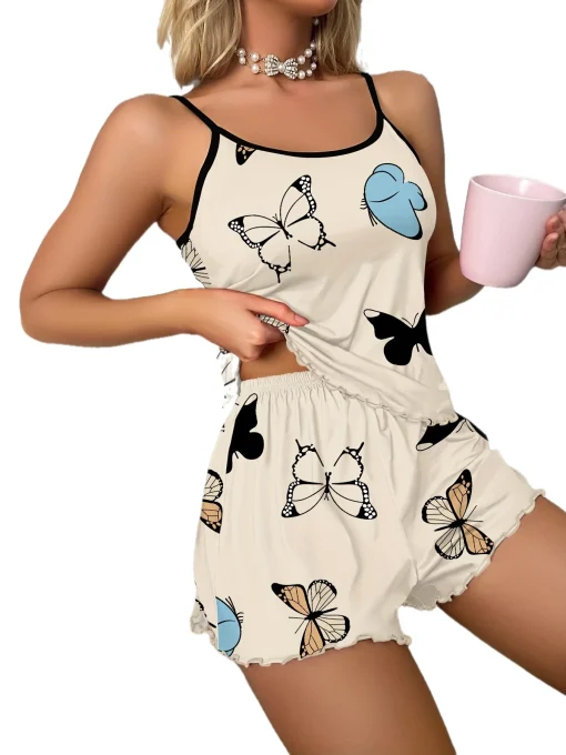 Conjunto de pijama estampado de borboleta