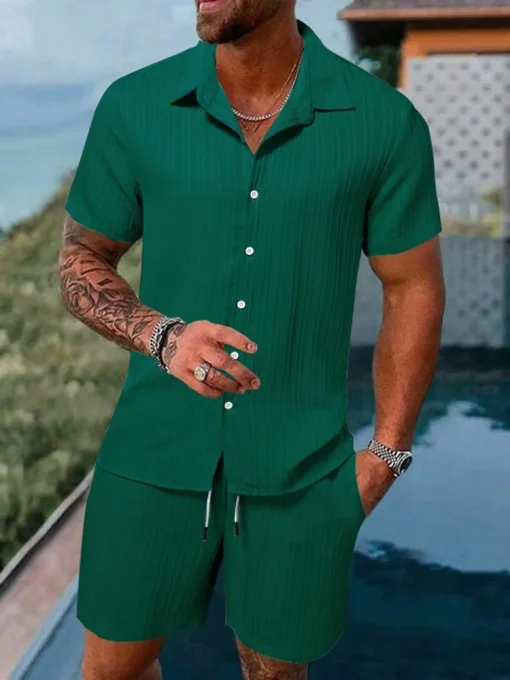 Conjunto esportivo listrado de verão e primavera masculino