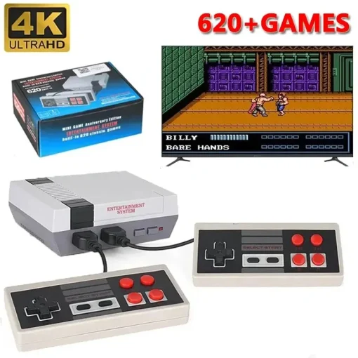 Console de videogame portátil mini retro com 620 jogos embutidos