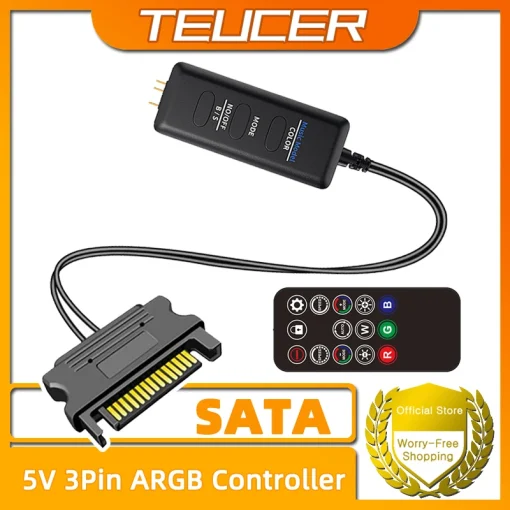 Controlador ARGB TEUCER LC-S50R 5V 3 pinos para SATA