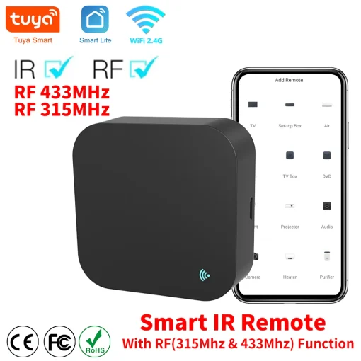 Controle Remoto Tuya Wi-Fi RF e IV de 433315 MHz