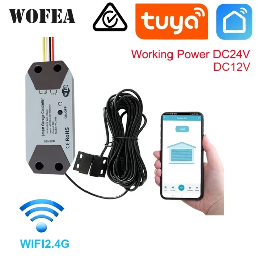 Controle de porta de garagem inteligente Wofea WiFi DC12V DC24V