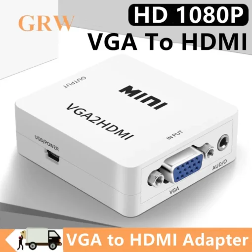 Conversor VGA para HDMI HD 1080P, adaptador fêmea para fêmea