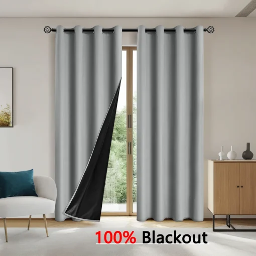 Cortinas blackout de cor sólida e sombreamento total