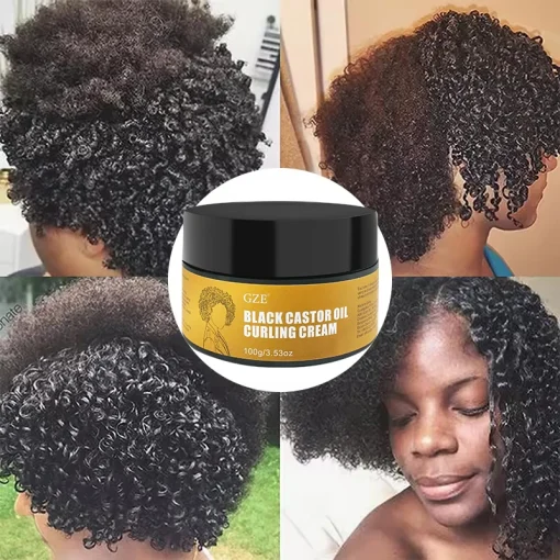 Creme Modelador GZE Black Castor Oil, Hidrata, Anti-Frizz