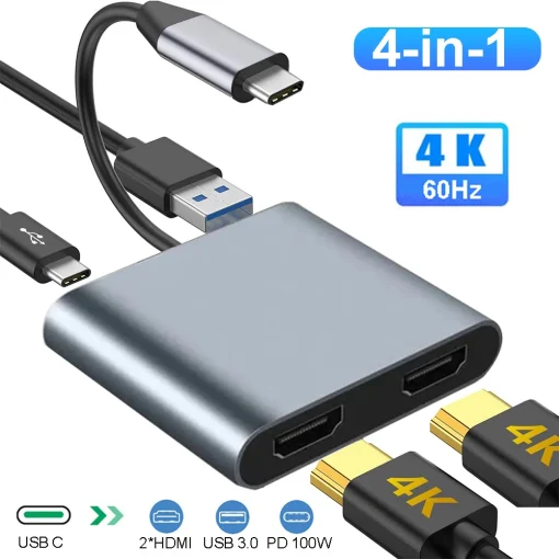 Docking 4 EM 1 USB-C Adaptador 4K