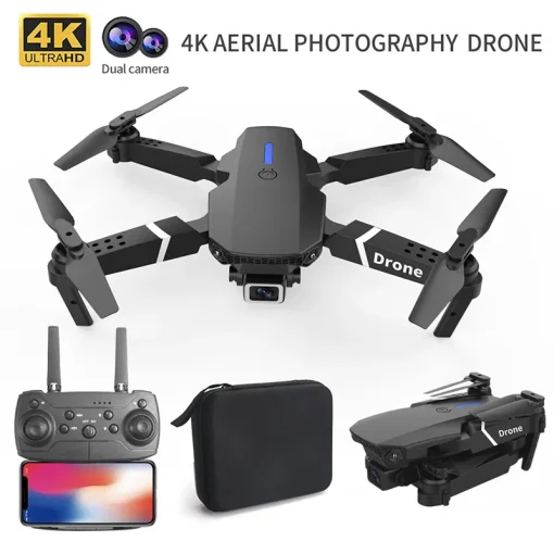 Drone Profissional E88 Pro 4K com Câmera HD Grande Angular 1080P