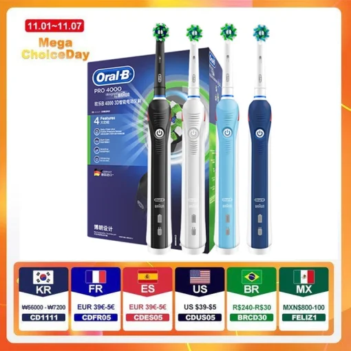 Escova de Dentes Elétrica Oral-B Pro 4000