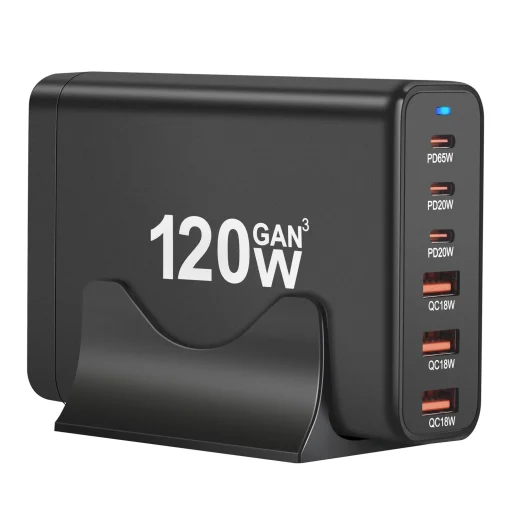 Estação de Carregamento USB Múltipla 120W GAN 6 portas PD