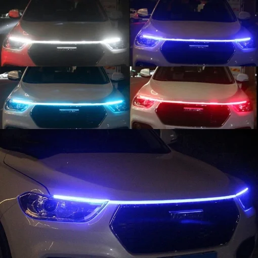 Faróis LED DRL 120 cm para carro com capô