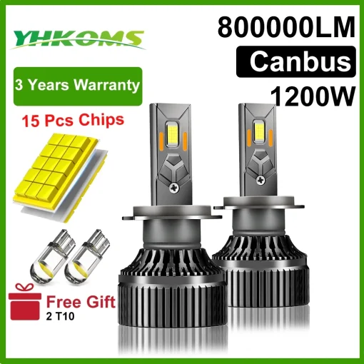 Farol de LED YHKOMS 1200W 800000LM H4 H7 H1