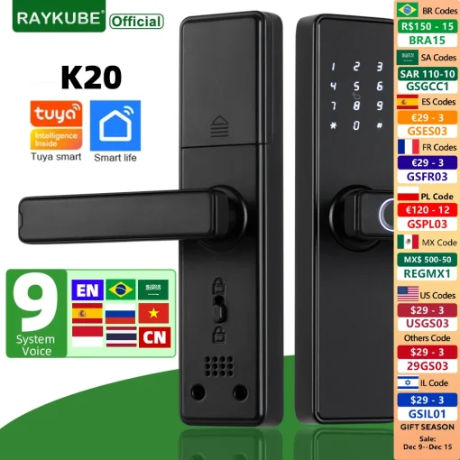 Fechadura de porta inteligente RAYKUBE K20