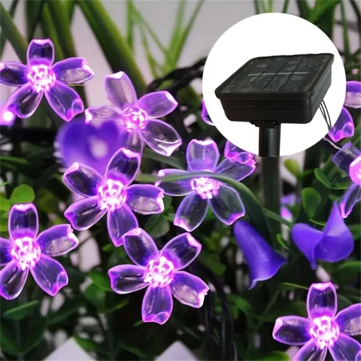 Fio de Luzes Solar Flor Roxa 56,5712m