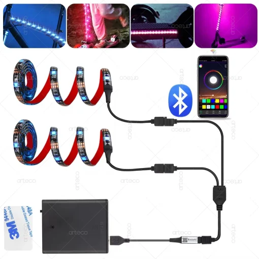 Fita LED RGB Bluetooth USB alimentada por bateria