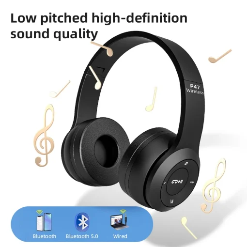 Fone de ouvido Stereo P47 Headset 5.0 Bluetooth