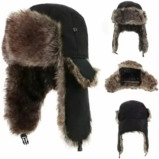 Gorro Chapéu Ski Inverno Com Aba Quente Russo