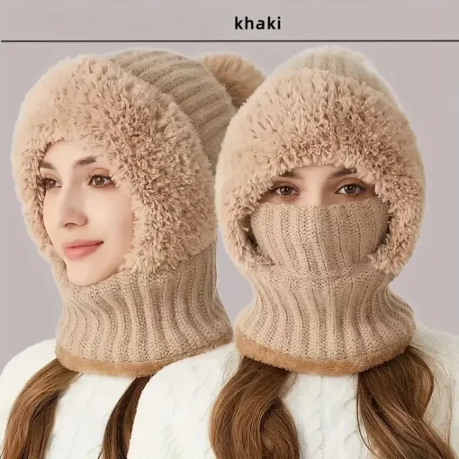 Gorro de tricô forrado de lã de inverno com abas sobre as orelhas