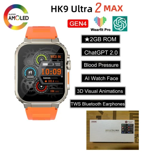 HK9 Ultra 2 Max 4ª Geração AMOLED Relógio Inteligente