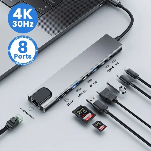 Hub USB-C Splitter Thunderbolt 3 Dock Para MacBook