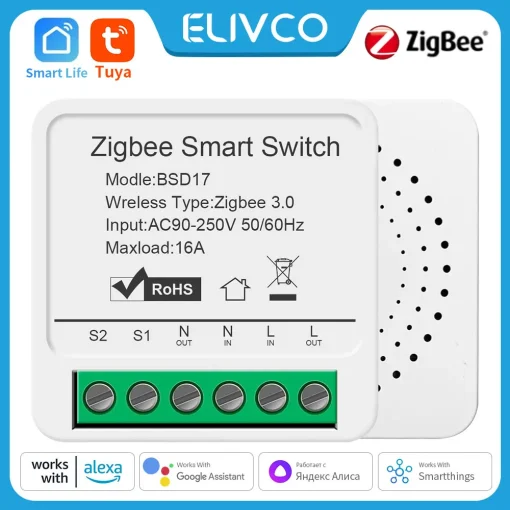 Interruptor inteligente zigbee Tuya 16A mini sem fio