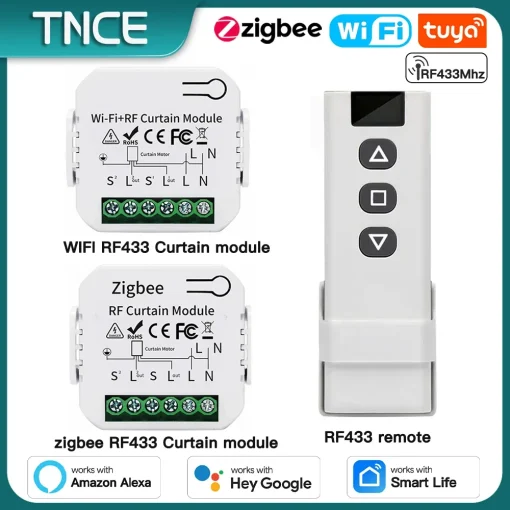 Interruptor para cortinas TNCE Tuya, Wi-Fi, ZigBee, RF433MHz