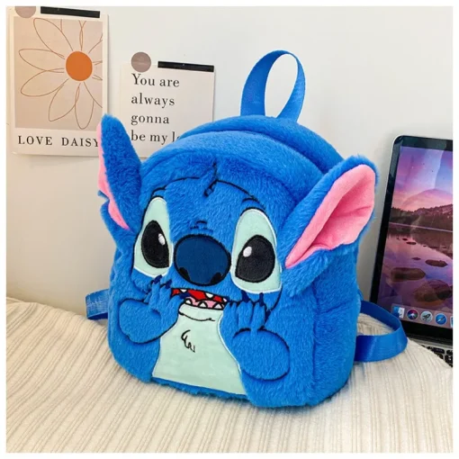 Kawaii Stitch Mochila de pelúcia azul rosa