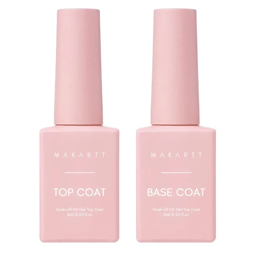 Kit de Top Coat e Base Clear Gel Makartt