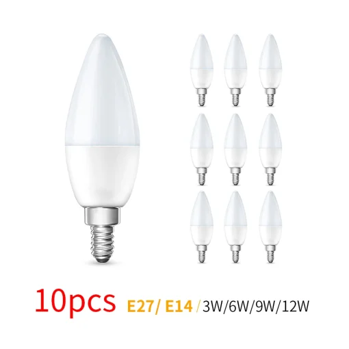 Lâmpada de vela LED E27 E14 220V para decoração