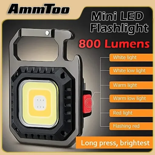 Lanterna LED COB Magnética AmmToo Mini, 800 Lumens