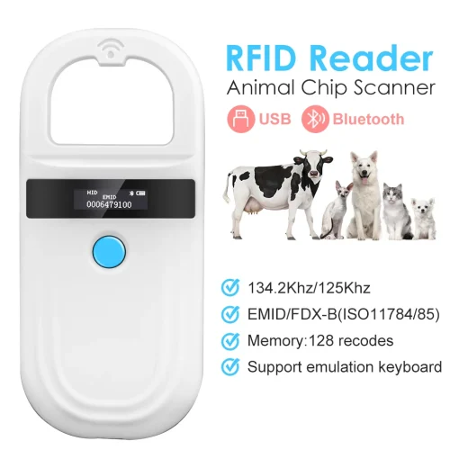 Leitor RFID Animal portátil 134,2KHz 125KHz