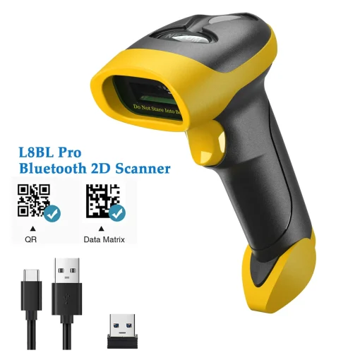 Leitor de código de barras sem fio Blueooth 2D NETUM L8BL e leitor de código de barras QR com fio L5 PDF417 detecção automática para varredura Pos