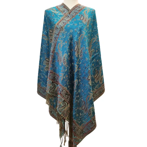 Lenço xale de borla estampado paisley da pashmina casual retrô moderno para todas as estações