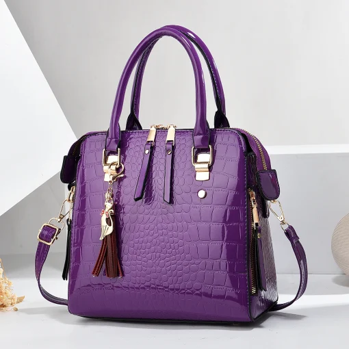 Linda Bolsa Tote Luxuosa com Estampa de Crocodilo