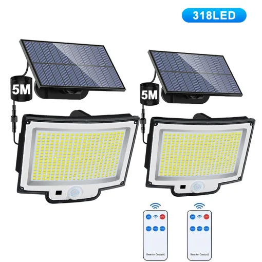 Luminária solar 318LED externa csensor de movimento