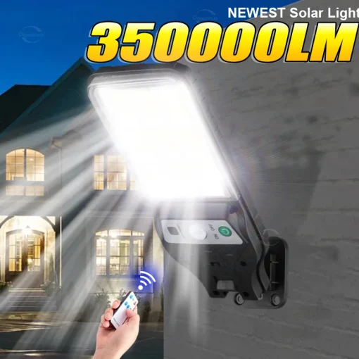 Luz Solar Externa 350000LM 3 Modos Sensor Movimento