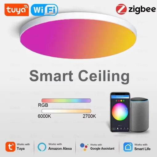 Luz de teto inteligente Zigbee 3.0 Tuya RGBCW LED