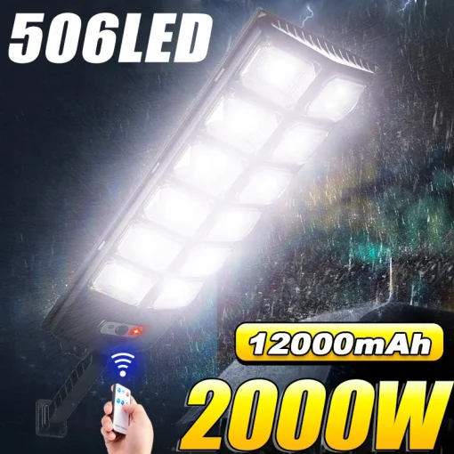 Luzes LED solares potentes para exterior de 2000 W e 12000 mAh