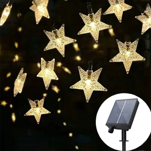 Luzes de Corda de Estrela Solar LED à Prova D'Água